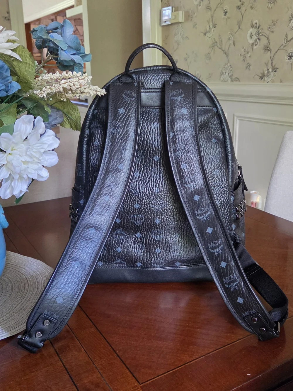 MCM Black Designer-Style Leather Backpack EUC